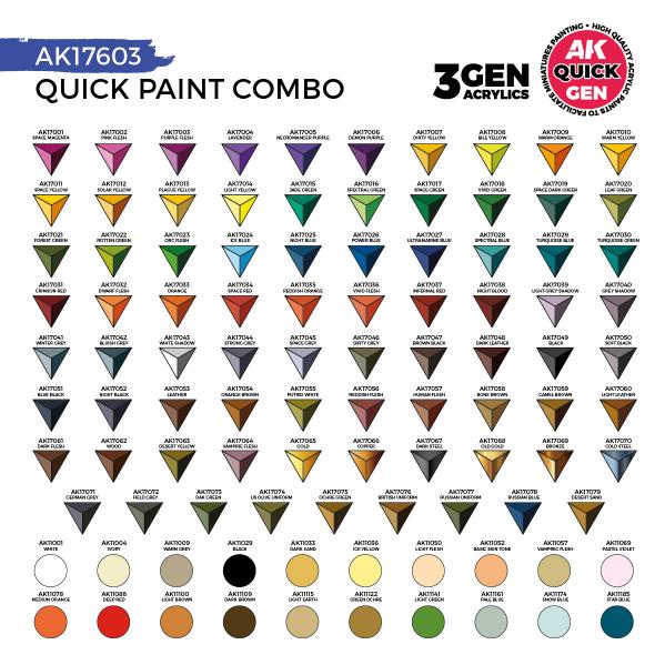 AK-Interactive: Quick Gen Acrylic Contrast -Quick Paint Combo Set 100 Colors (80 Quick Gen+20 Acryli - Image 3